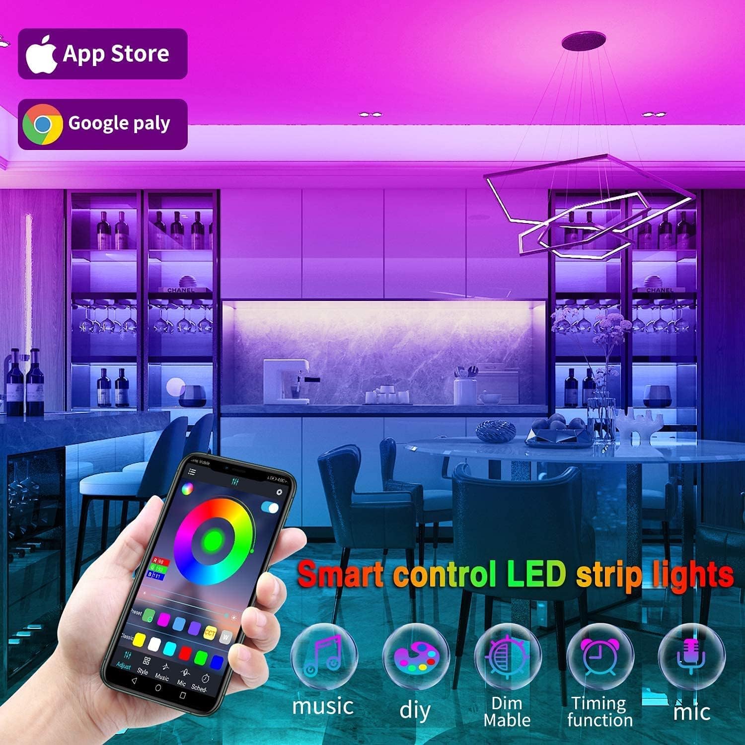 Under Cabinet LED Strip Lights 
          RGB LED Strip Lights for Home Decor 
          LED Strip Lights with Remote Control
          
 