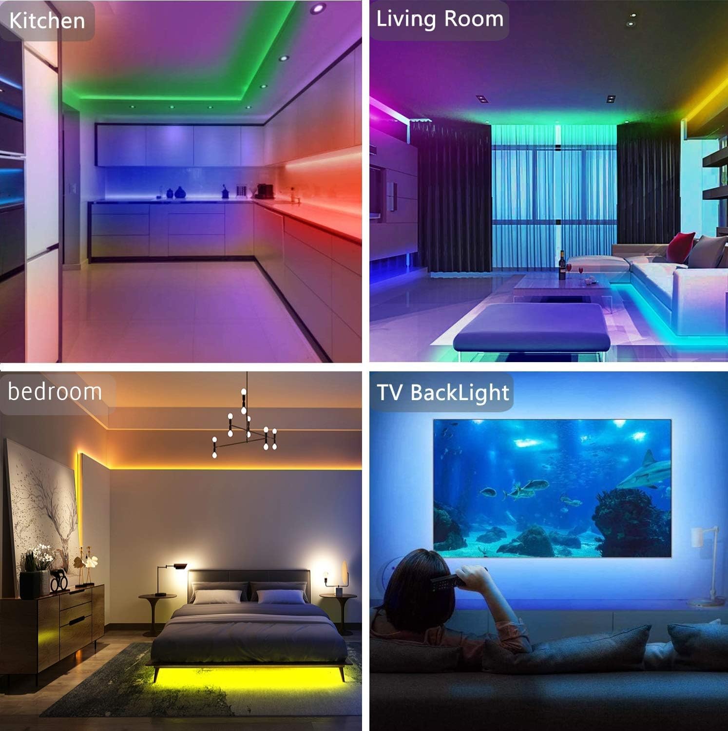 Under Cabinet LED Strip Lights 
                    RGB LED Strip Lights for Home Decor 
                    LED Strip Lights with Remote Control
                    